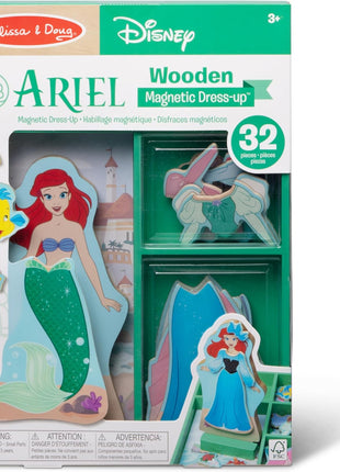 Melissa & Doug Disney Princess Ariel Magnetic Dress-Up Wooden Doll Pretend Play Set (30+ Pieces)