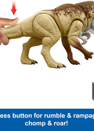 Mattel Jurassic World Rebirth Distortus Rex Rumble N Rampage Dinosaur Action Figure 22 Inch with 2 Attack Actions, Content-Accurate, Digital Play
