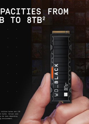 WD_Black SN850X 4TB NVMe SSD with Heatsink - M.2 2280, Up to 7,300 MB/s Read speeds, Up to 6,300 MB/s Write speeds, Gaming Expansion, High Performance Internal Solid State Drive - WDS400T2XHE