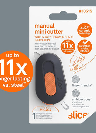 Slice Mini Box Cutter, Manual Retracting, Safe Ceramic Box Cutter Lasting 11x Longer than Metal, Keychain Box Opener, 1 Pack