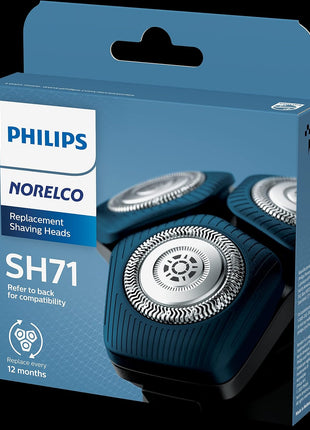 Philips Norelco Genuine Replacement Heads, 3 Count | 45 Self Sharpening SteelPrecision blades, Compatible with Series 5000 & 7000, SH71/52