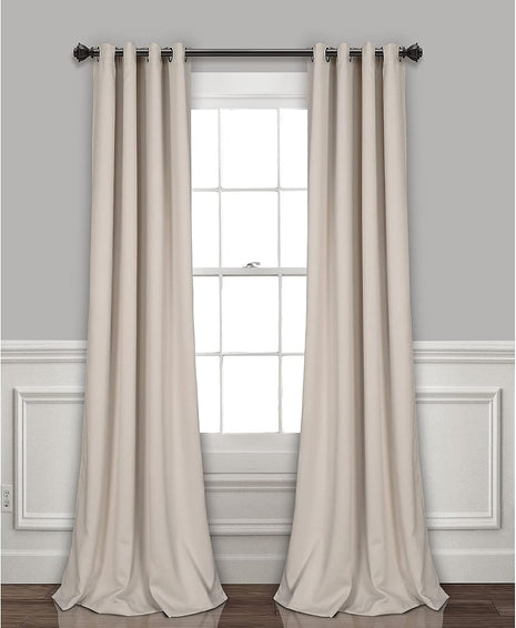 Lush Decor Insulated Grommet Blackout Window Curtain Panels, Pair, 52 inch W x 84 inch L, Wheat - Classic Modern Design - Chic Window Decor - Long Curtains For Living Room, Bedroom, Or Dining Room