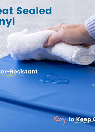 ECR4Kids Everyday Folding Rest Time Mat, 4-Section, 1in, Sleeping Pad, Blue/Grey
