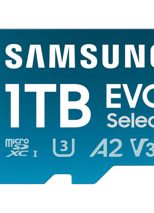 Samsung EVO Select 1TB microSDXC Memory Card + Adapter, Up to 160MB/s | UHS I, C10, U1, V10, A1, microSD for Mobile Phone, Smartphones, Nintendo Switch, and Tablets (MB-ME1T0SA/AM)