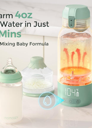 Momcozy Portable Bottle Warmer for Travel – Dual Heating Modes for Breast Milk & Water, Portable Milk Warmer with Fast Heating & Long Battery Life, 17 Ounces Large Capacity to Meet Your All-Day Needs