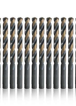 Drill America - KFD3/16P12 3/16 inch High Speed Steel Black & Gold KFD Split Point Drill Bit (Pack of 12), KFD Series