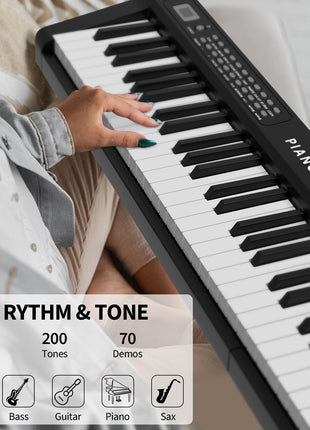 Digital Piano 88 Key Full Size Semi Weighted Electronic Keyboard Piano Set with Stand,Built-In Speakers,Electric Piano Keyboard with Sustain Pedal,Bluetooth,MIDI/USB/MP3 for Beginners Adults-A1