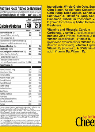 Apple Cinnamon Cheerios, Heart Healthy Gluten Free Breakfast Cereal, Made with Whole Grain Oats, Family Size, 19 oz