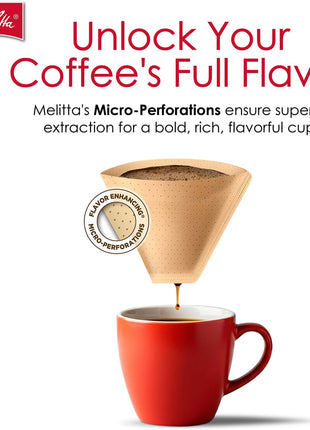 Melitta #4 Unbleached Coffee Filters, Premium, Natural Brown, Flavor Enhancing Coffee Filters for 8-12 Cup Coffee Makers, Kosher Certified, Compostable, 100 Count (Pack of 3)
