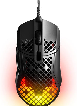 SteelSeries Aerox 5 - Holey RGB Gaming Mouse - Ultra-lightweight Water Resistant Design - 18K DPI TrueMove Air Optical Sensor | TrueMove Air sensor with 9 buttons and 66g weight for precision, speed and durability