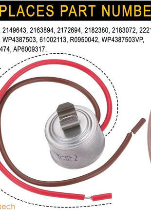 4387503 Refrigerator Bimetal Defrost Thermostat by Seentech - Compatible with Whirlpool, Ken-more Refrigerator/Freezer: Replaces PS11742474 AP6009317 WP4387503 343917 61002113