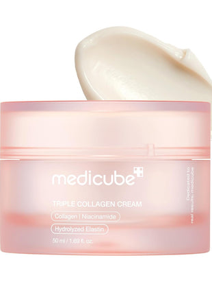 Medicube Triple Collagen Cream - Hydrating & Firming Moisturizer with Hyaluronic Acid, Premium Elastin, Shea Butter - Wrinkle Care & Boosts Elasticity - Korean Skincare, 1.69 oz
