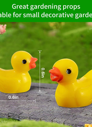 EKisemio100 Pcs Mini Resin Ducks Bulk,Tiny Yellow Duck for Hiding & Decor | 0.6in Little Ducks, Bright Yellow Resin Design, for Fairy Garden,Dollhouse,Potted Plant,DIY Kit and Miniature Decorations