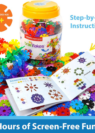 Brain Flakes 500 Piece Set, Ages 3+, Interlocking Plastic Disc Toy for Creative Building, Educational STEM Learning, Construction Block Play for Kids, Teens, Adults, Boys, and Girls