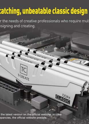 TEAMGROUP T-Create Classic 10L DDR4 32GB Kit (2 x 16GB) 3200MHz (PC4 25600) CL22 Desktop Memory Module Ram - TTCCD432G3200HC22DC01