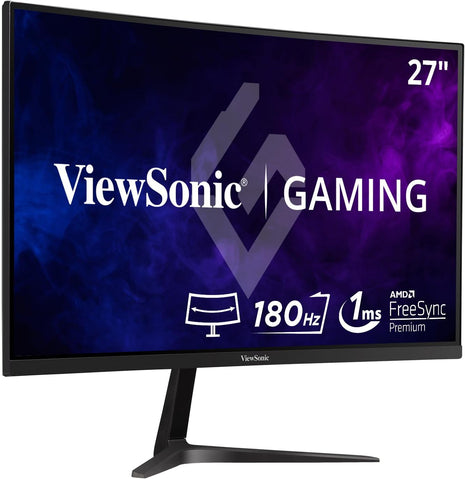 ViewSonic VX2718-2KPC-MHD 27 Inch 1440p Curved Gaming Monitor, 180Hz and 1ms for Smooth Gameplay, FreeSync Premium and Eye Care Technology for Comfortable Viewing, HDMI, and DisplayPort Inputs