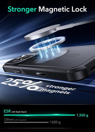 ESR for iPhone 16 Pro Max Case Flex Stand, for MagSafe, Rugged, Black | Camera Control, 7X Military-Grade Drop Protection, Magnetic Phone Case, Shock-Absorbing Rugged Cover, Dustproof Port Cover