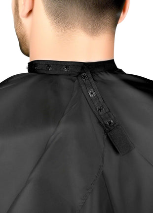 JSAZCKC Hair Cutting Cape with Adjustable Snap Closure, Professional Barber Cape, Large Size Haircut Salon Supplies for Men and Women - (Black)