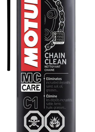 Motul C1 Chain Clean - Heavy-Duty Motorcycle Chain Cleaner Aerosol Spray, Degreaser, Removes Grease & Grime, 9.8 oz (111818)