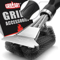 GRILLART Grill Brush and Scraper, Extra Strong BBQ Cleaner Accessories, Safe Wire Bristles Barbecue Triple Scrubbers Cleaning Brush for Gas/Charcoal Grilling Grates, Wizard Tool BR 8115