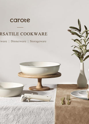 CAROTE 19pcs Pots and Pans Set Non Stick, Detachable Handle Cookware | Kitchen Cooking Sets, Space Saving, Dishwasher & Oven Safe, Non-Toxic, for Camping/RV/Traveling, Cream White