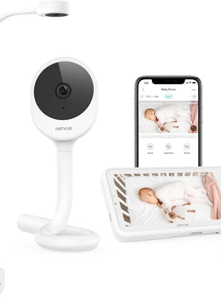 NETVUE Peekababy Smart WiFi Baby Monitor, 1080P FHD Camera and 5inch HD IPS Display, Smart App, Two-Way Talk, Sound/Motion Detection and Notifications