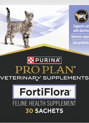 Purina Pro Plan Veterinary Supplements FortiFlora Daily Probiotics for Cats for Digestive Gut Health and Diarrhea - 30 ct. Box