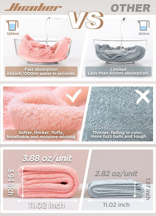 Hicober Microfiber Hair Towel, 3 Packs Hair Turbans for Wet Hair, Drying Hair Wrap Towels for Curly Hair Women Anti Frizz (Blue,Grey,Pink)