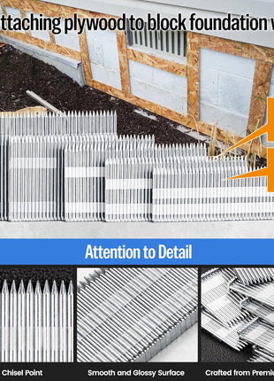 meite 14 Gauge Concrete Nails 2-1/2 Inch Leg T-Nails for Concrete Nail Gun, Galvanized Glue-collated Steel T Nailer Nail for Furring Strips Decking Truss Building, 400PCS/Box