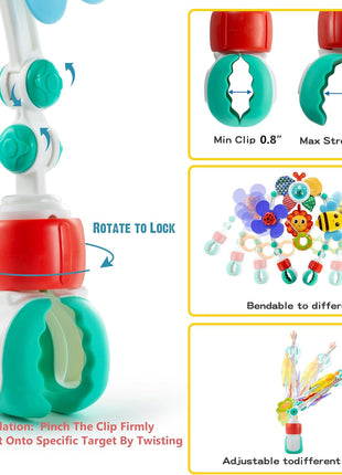 Adjustable Arch Bassinet Toys for Infant & Toddlers, Stroller Arch, Baby Crib Toys with Fascinating Hanging for Stimulating Baby's Senses and Developing Motor Skills