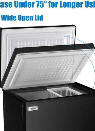 Deep Chest Freezer 3.5 Cu.Ft Mini Freezer Black for Apartment Kitchen | Free-Standing Top Door, 7 Level Adjustable Thermostat, Removable Basket, Low Noise