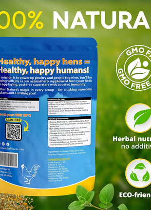 Herb Supplement for Backyard Chickens - Natural Chicken Treats, Poultry Feed Botanical Mix, Plant-Based Coop Snacks for Daily Wellness, Feather Quality, Egg Production, USA (12 oz)