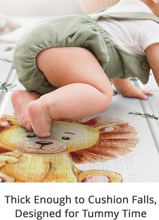 NOONKTY 79x71 Extra Large Baby Play Mat for Floor, Foldable Foam Playmat for Babies 0-12 Months & Kids, Non-Toxic Waterproof Baby Mat, Thick Playpen Mat for Tummy Time Crawling, Elephant