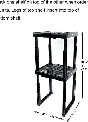 Locker Organizer Shelf, Adjustable Width and Height, Ideal Locker for School, Office, and Gym Lockers (Black)