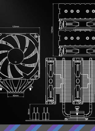 Cooler Master Hyper 620S Dual Tower ARGB CPU Air Cooler, 120mm PWM Fan, 6 Heat Pipes, Silver Nickel-Plated Copper, 154.9mm Tall, AMD Ryzen AM5|AM4, Intel LGA 1851|1700|1200 Brackets