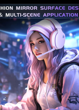 Gtheos 2.4GHz Wireless Gaming Headset for PS5, PS4 Fortnite & FPS Gamers, PC, Nintendo Switch, Bluetooth 5.3 Gaming Headphones with Noise Canceling Mic, Stereo Sound, 40+Hr Battery (Pink)