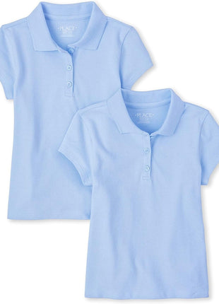 The Children's Place girls Short Sleeve Ruffle Pique Polo Shirt, White 2 Pack, Small US