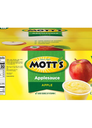 Mott's Applesauce, 4 Oz Cups, 18 Count, No Artificial Flavors, Good Source Of Vitamin C, Nutritious Option For The Whole Family