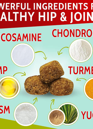 Hemp + Glucosamine + Fish Oil Omega for Dogs 3 Bundle - Hip & Joint Supplement + Allergy Relief - w/Hemp Oil Chondroitin MSM Turmeric + EPA & DHA Fatty Acids - 240 Chews - Made in USA