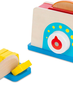 Melissa & Doug Bread and Butter Toaster Set (9 pcs) - Wooden Play Food and Kitchen Accessories