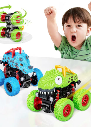 LODBY Dinosaur Toys for 2 3 4 5 Year Old Boys - Monster Truck Toys for Toddlers Boys Ages 2-4-6 - Push and Go Cars Dinosaur Toys for Kids 3-5 Year Old Boy Christmas Birthday Gifts