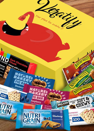 Veratify Healthy Mixed Snack Box (66 Count) Snacks Gift Basket Granola Bars Bulk Variety Grab and Go Men Women Adults Office Work Travel Employee Appreciation School College