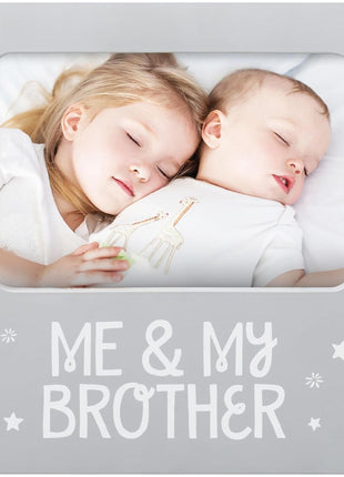 Me and My Brother Picture Frame, Sibling Keepsake, Ideal for Brothers or Sisters, Baby Showers and Gender Neutral Nursery Decor, Gray