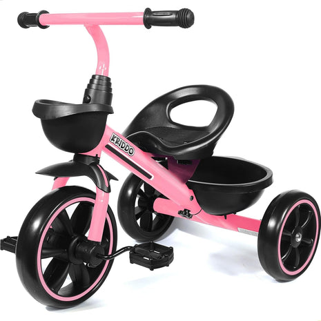 KRIDDO Toddler Tricycle for Toddlers Age 2-5, Tool-Free Trike | Tricycles for 3-5 Year Olds, Pink, Easy to Assemble, 2 Year Old Girl Birthday Gift, Outdoor Toys