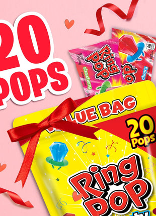 Ring Pop Lollipops - Bulk Candy Individually Wrapped Suckers Variety | Party Pack- 20 Count w/Assorted Flavors - Hard Candy for Party Favors, Kids & Goodie Bag Stuffers 0.63 Pounds