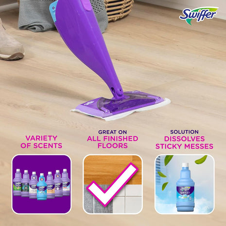 Swiffer WetJet Multi Purpose and Hardwood Liquid Floor Cleaner Solution Refill, with Gain Scent, 42.2 fl oz each, (Pack of 2)