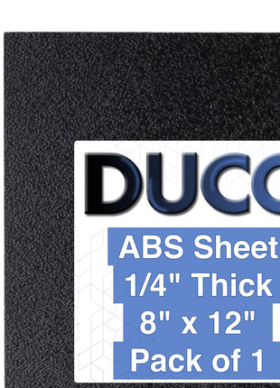 Duco ABS Plastic Sheet 1/4" (6mm) Thick 8" x 12" - 1 Pack of USA-Made Textured & Matte ABS Black Sheet - Heat Moldable Plastic Panel for Home Decor, Crafts, Robotics, DIY Projects and Industrial