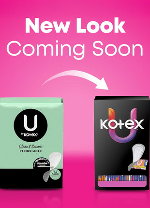U by Kotex Panty Liners, Clean & Secure, Light Absorbency, Long Length, 126 Count (Packaging May Vary)