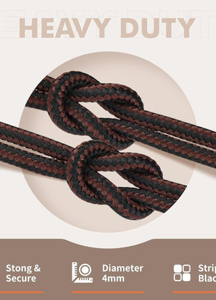 Stepace Round Shoelaces [2 Pairs] Heavy Duty Boot Shoe Laces for Hiking Work Boots Coffee Khaki-140(Dots)