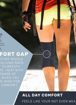 Knee Brace Meniscus Tear Support For Arthritis Acl, Mcl Pain Patented 4-way Adjustable Wraparound Strap Dual Side Stabilizer For Patella Stability Size [medium]